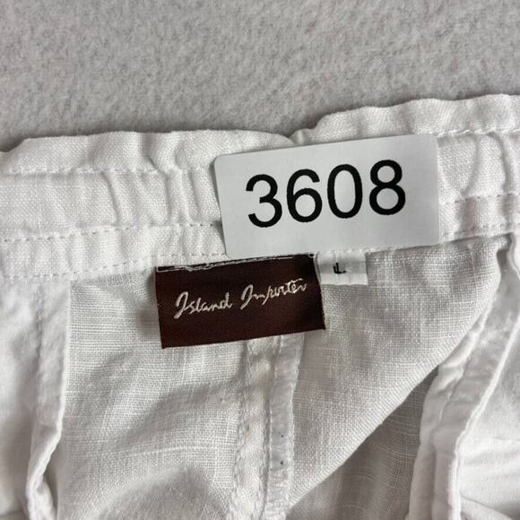 Island Importer Cargo Shorts Mens Large White Cabo Linen Drawstring Pull On - Picture 9 of 12